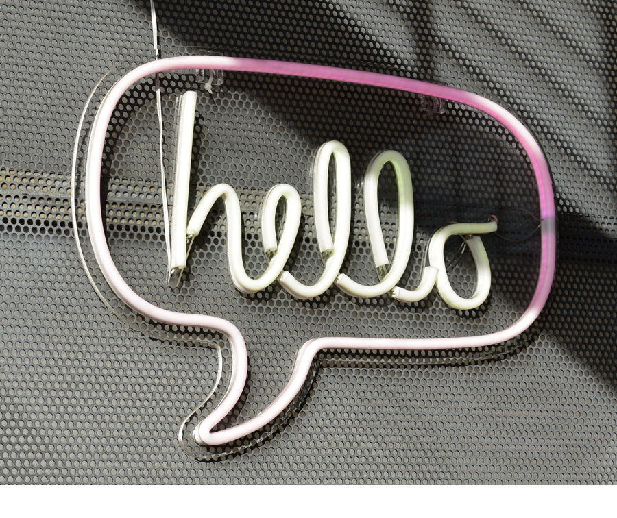 Sign with the word 'Hello'